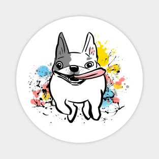 French Bulldog Running with Paint Splashes Frenchie Dog Magnet